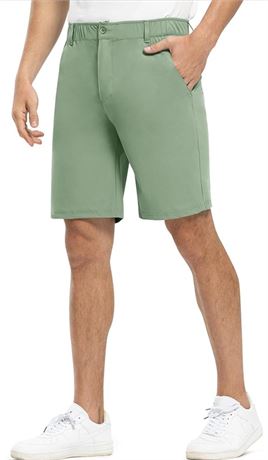 SIZE:32, Rdruko Men's Golf Shorts Stretch Dry Fit 9" Lightweight Casual Dress Wo
