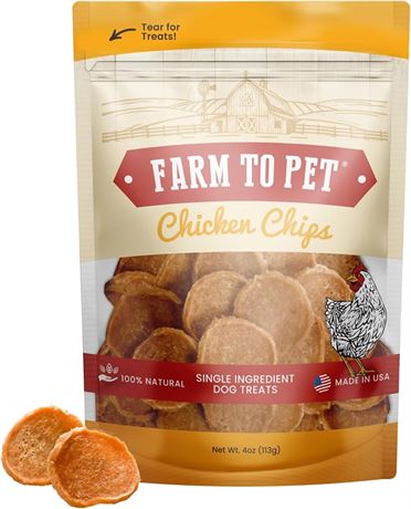Farm To Pet Training Treats for Dogs - Chicken Chips, Single Ingredient, Lean, A
