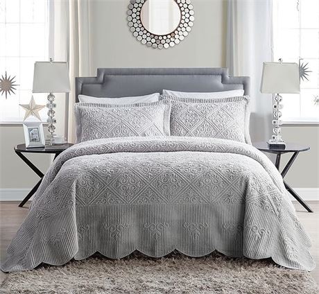 King, 3 Piece - VCNY Home - King Quilt Set, Bedding with Matching Shams, Modern