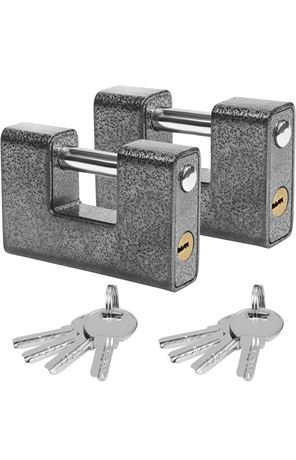 Kurtzy Heavy Duty Padlocks with 8 Keys (2 Pack) - Hardened Solid Steel Hardware