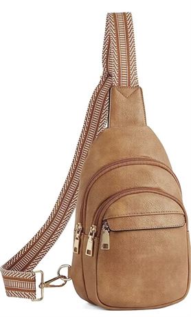Camel - PU Leather Small Sling Bag For Women : Crossbody Sling Bag & Fanny Packs