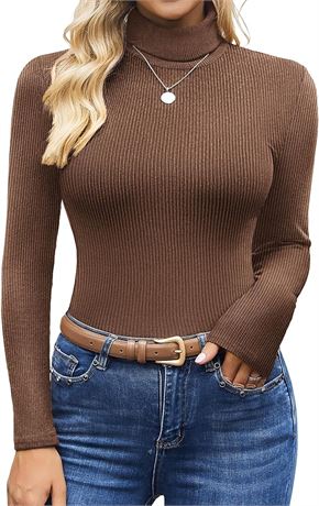 XXL Ekouaer Women's Turtleneck Shirts Long Sleeves Sweater Ribbed Knit Tops Thermal Undershirts Lightweight Loungewear