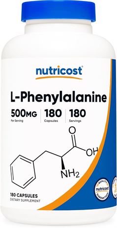 Nutricost L-Phenylalanine 500mg; 180 Capsules