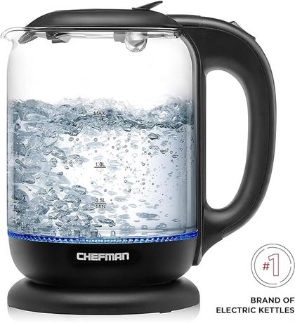 1.7 Liter - Chefman Electric Kettle With Easy Fill Lid, Cordless With Removable