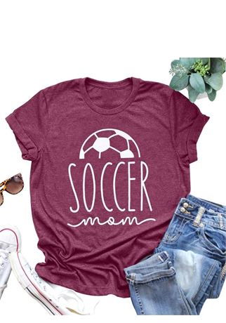 SIZE:S, Women Soccer Mom Shirt Soccer Ball Graphic Tee