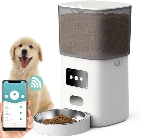 6 L Capacity - Automatic Cat Feeder, Arespark APP Enabled Wi-Fi Cat Food Dispens