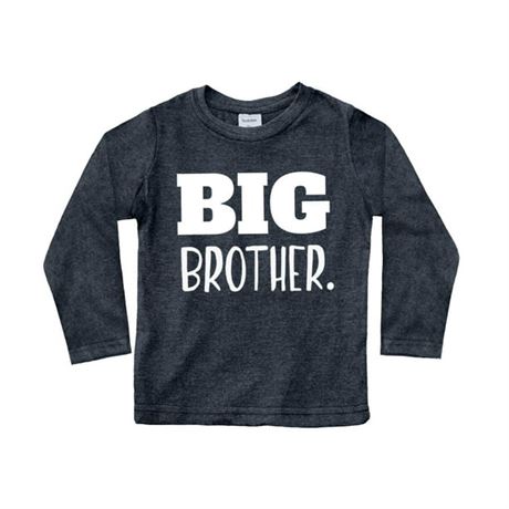 3Y- Big Brother Shirt for Toddler Charcoal Black Long Sleeve