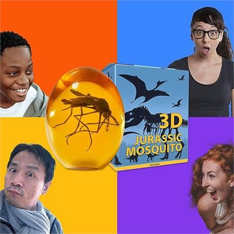 VEOJEIN Jurassic 3D Mosquito in Amber Resin | True 3D Original Design