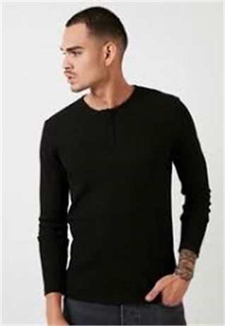 SIZE: M Knitted  True Classic Long Sleeve Henley Shirt for Men. ....