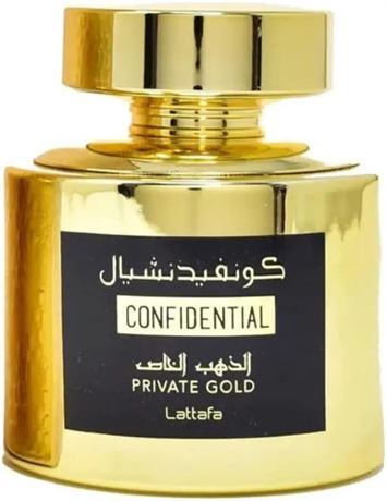 Lattafa Confidential Private Gold for Unisex Eau de Parfum Spray, 3.4 Ounce