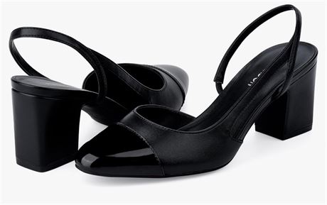 JENN ARDOR Closed Toe Chunky Heels Slingback Pumps Block Dress Shoes Women Comfo