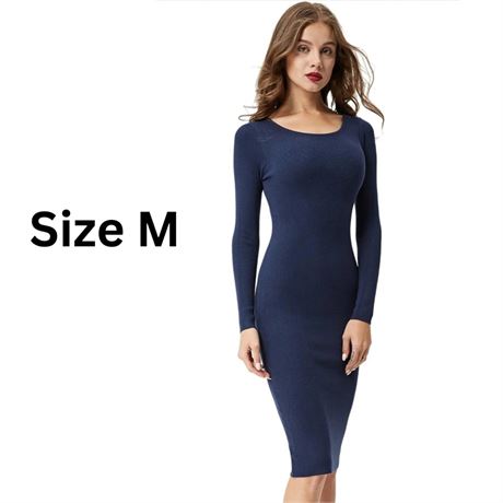 Size M, GLOSTORY Women's Long Sleeve Slim Fit Winter Bodycon Sweater Dress