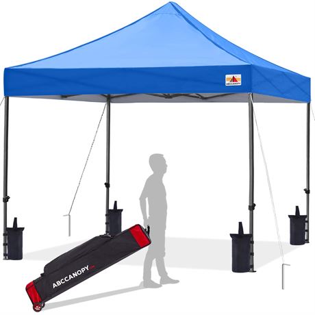 ABCCANOPY Pop up Canopy Tent Commercial Instant Shelter with Wheeled Carry Bag, 10x10 FT Blue