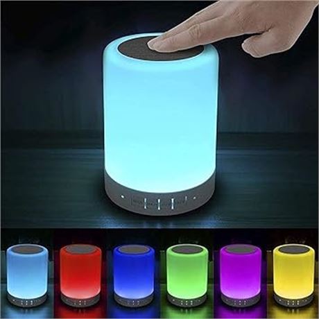 Elecstars Touch Bedside Lamp - with Bluetooth Speaker, Dimmable Color Night Ligh