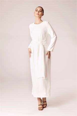 MEDIUM - VIELED Isabella Tie Waist Maxi Dress - White