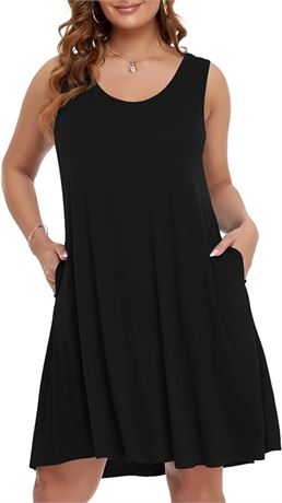 BELAROI Women Plus Size Sundress Summer Casual Sleeveless Tshirt Dress Scoop Nec