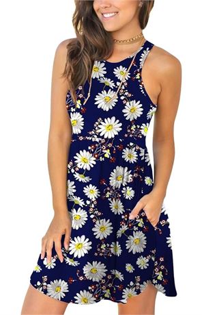 HiMONE Summer Dresses Sleeveless Sundresses for Women Casual Beach Petite Sun
