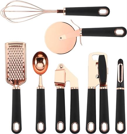 Set of 7 - Kitchen Gadget Copper Coated Stainless Steel Utensils, Kitchen Utensi