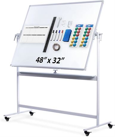 32x48 Inch  - CREATIVE SPACE White Board - Large Mobile Magnetic Whiteboard with
