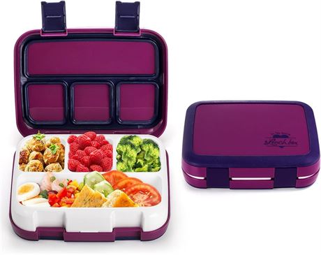 Lunch Box with 4 Compartments and Spoon - Microwave, Dishwasher Safe