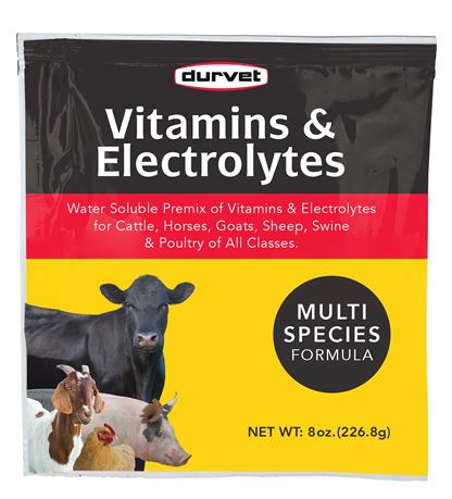 3 Pack, 8 oz ea- DURVET 136028 vitamins & Electrolytes. EXP 05/30/2025
