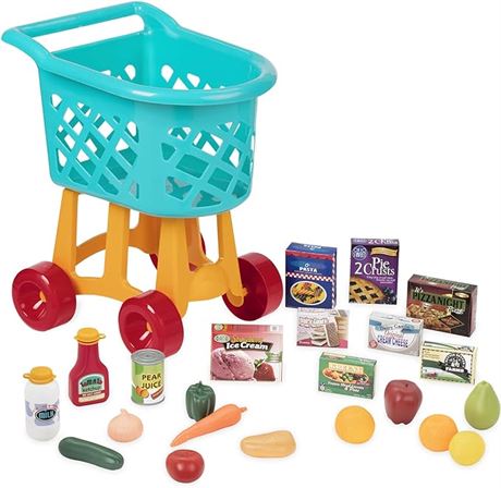 23 Pieces - Battat Grocery Cart – Deluxe Toy Shopping Cart with Pretend Play Foo