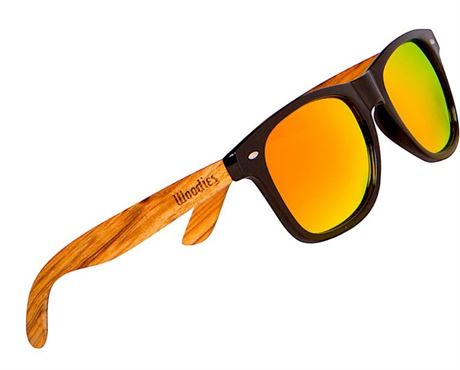 Zebra Wood Sunglasses with Orange Mirror Polarized Lens