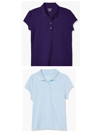 SIZE:7/8 PACK OF 2 The Children's Place Girls' Uniform Pique Polo
