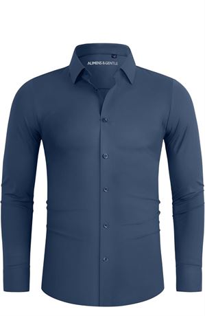 SIZE:XL, Men's Dress Shirts 16-Way Stretch Slim Fit Long Sleeve