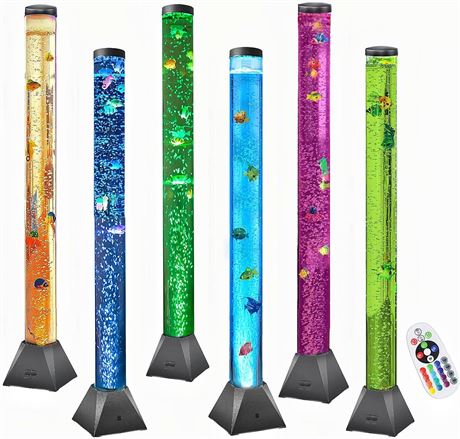 Sensory LED Bubble Tube 4FT with 10 Fish, 20 Color Remote and Tall Water Tower T