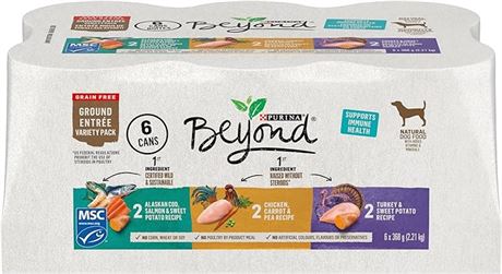 Beyond Grain Free Natural Wet Dog Food, Ground Entree Variety, PACK OF 6