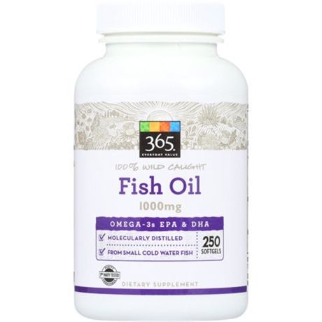 365 Every Day Value Fish Oil - 250 Capsules, 1000 Mg