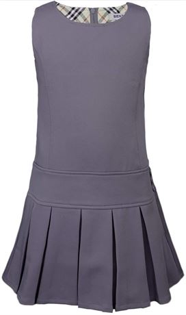 Size 6x, BIENZOE Girl's Stretchy Pleated Durable School Uniforms Dress
