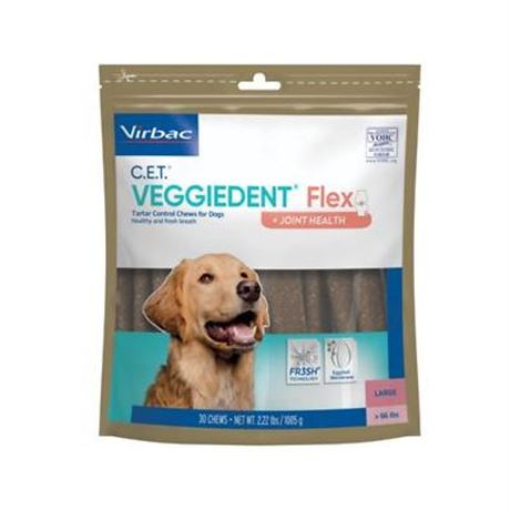 EXP OCT 2025-Virbac C.E.T. VeggieDent Flex + Joint Health Dental Chews fo...