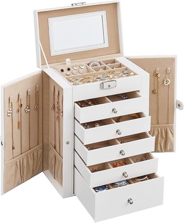 SONGMICS 6 Tier Jewelry Box, Jewelry Case with 5 Drawers, Large Storage Capacity