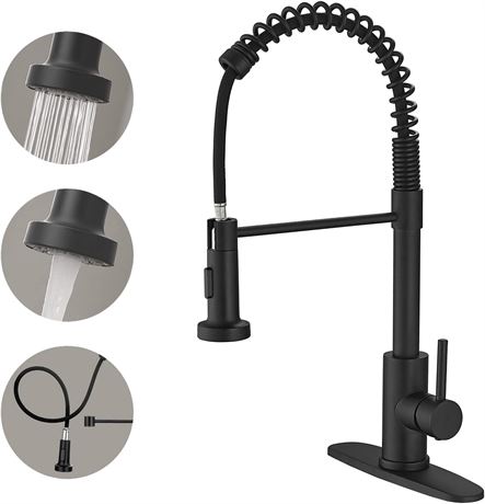 VOTON Black Kitchen Sink Faucet with Pull Down Sprayer Commercial Modern Single