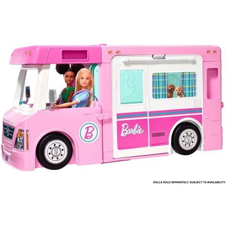 Barbie 3-in-1 DreamCamper Playset (Truck Boat and House) with Pool and 50 ...
