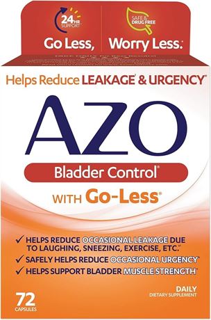 72 Capsules - AZO Bladder Control with Go-Less Daily Supplement | Helps Reduce O
