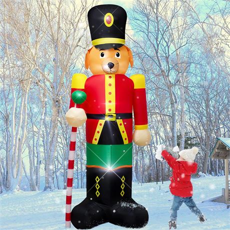 8 Foot Christmas Inflatable Dog Nutcracker Soldier Decoration with LED Lights,