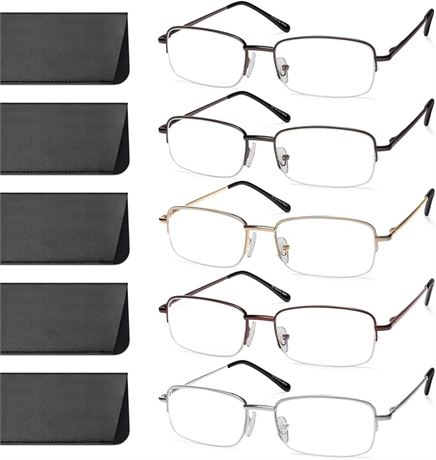 NOVIVON 5 Pack Reading Glasses for Men, Metal Blue Light Blocking Readers
