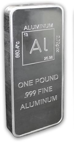 Mint State Gold MSG 1 Pound .999 Fine Aluminum Bar Bullion