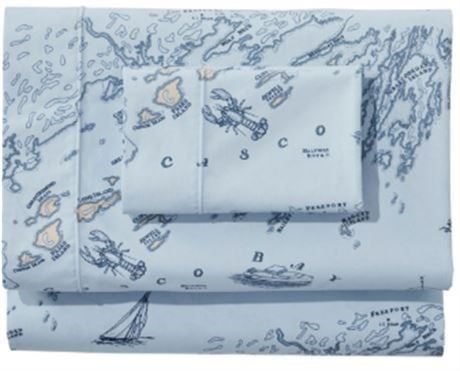 L.L. Bean Nautical Map Percale Sheet Collection - twin