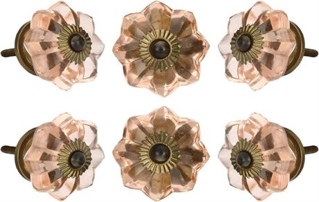Perilla Home Set of 6 Crystal Knobs for Cabinet & Drawers Decorative Glass Knobs