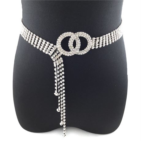Women's Rhinestone Belt Silver shiny diamond Fashion Crystal ...