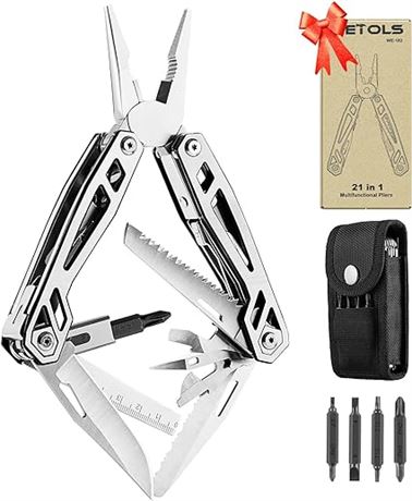 WETOLS Multitool Needle Nose Pliers,21-in-1 Stainless Steel Multi Tool Pocket Kn
