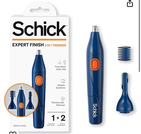 Schick Expert Finish 3-in-1 Trimmer | Nose and Ear Trimmer, Eyebrow Trimmer for
