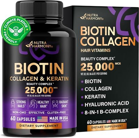 Biotin | Collagen | Keratin | Hyaluronic Acid - Hair Growth Support Supplement