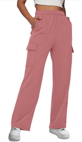 SIZE:S, AUTOMET Womens Cargo Sweatpants Casual Baggy Fleece High Waisted Joggers