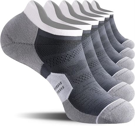 LARGE , CS CELERSPORT 6 Pack Men's Running Ankle Socks with Cushion