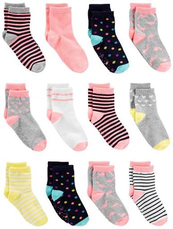Simple Joys by Carter's Baby Girls' Toddler 12-Pack Sock Crew, Pink/Multi, 4T/5T